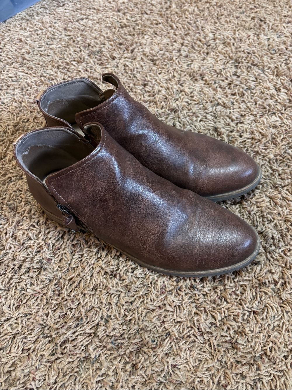 Dr. Scholl's Brown Leather Ankle Booties - Side Zip